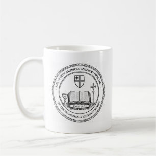 De Café Taza anglicana E & R, logotipo con escritura