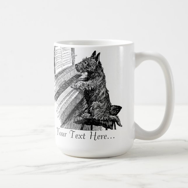 De Café Taza antigua "Cachorro tocando el piano" (Derecha)