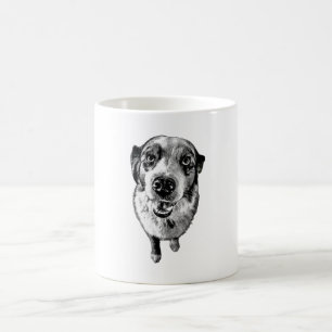 De Café Taza Artística Perro Aussie Blanco y Negro en Pr
