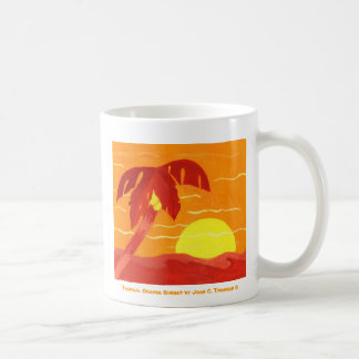 De Café Taza Atardecer Naranja Tropical