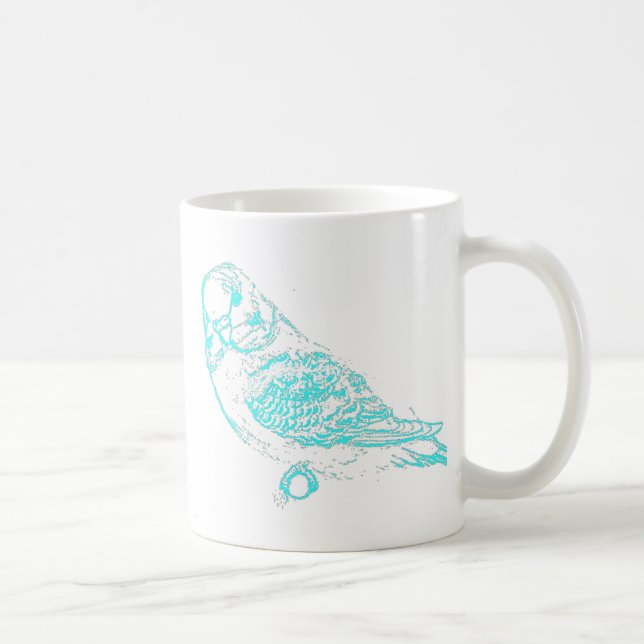 De Café taza azul del budgie (Derecha)