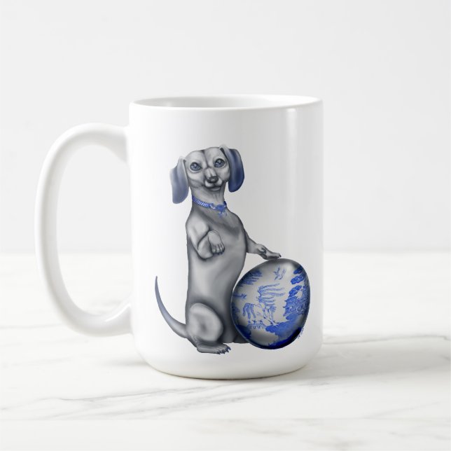 De Café Taza azul del Dachshund del sauce (Izquierda)