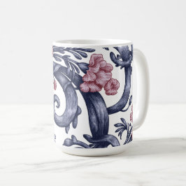De Café Taza azul rosa Art Nouveau
