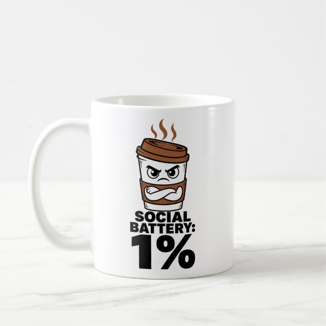 De Café Taza Batería Social 1% Regalo Divertido para Intro (Izquierda)