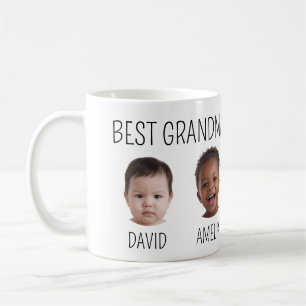De Café Taza blanca con texto negro 'Mejor abuela' y foto