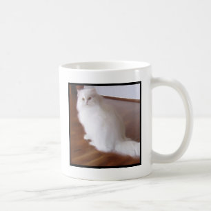 De Café Taza blanca del gato persa