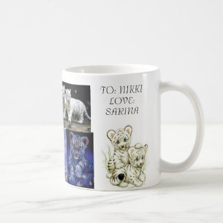 De Café taza blanca del tigre