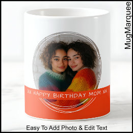 De Café Taza blanca y naranja con foto y mensaje personali
