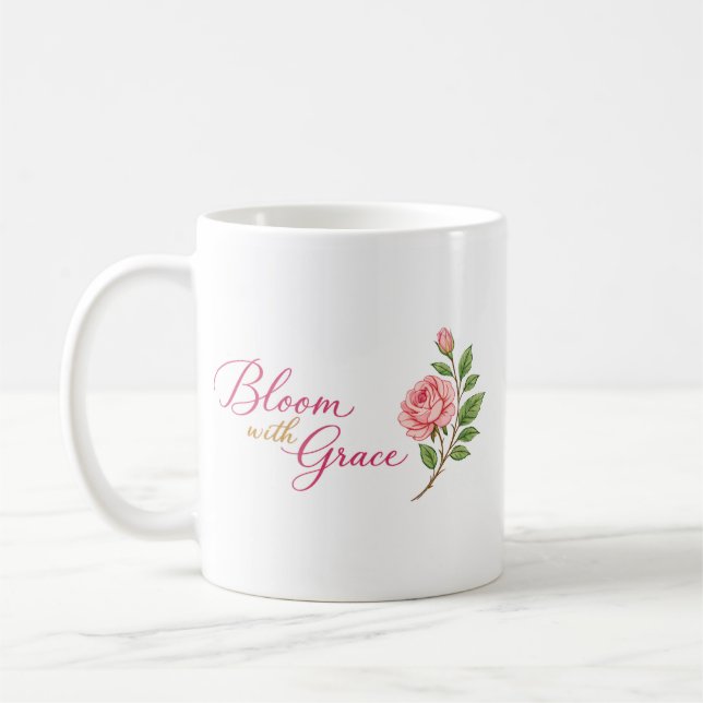 De Café Taza Bloom with Grace con una rosa" 🌸 (Izquierda)