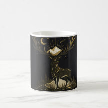 Taza Bosque Luna y Montañas Ciervo Dorado