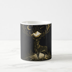 De Café Taza Bosque Luna y Montañas Ciervo Dorado