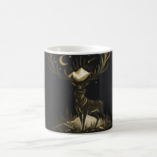 De Café Taza Bosque Luna y Montañas Ciervo Dorado