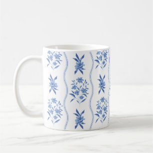De Café Taza botánica azul y blanca