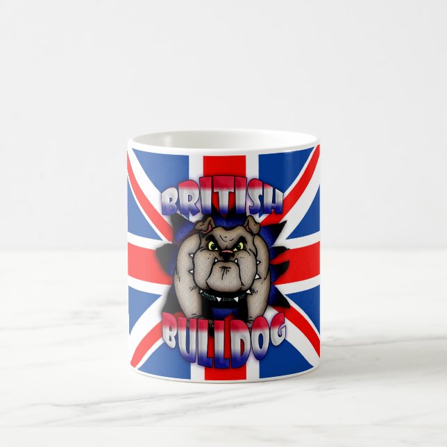 De Café Taza británica del bulldog, con Union Jack (Centro)
