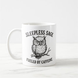 De Café Taza Búho Sabio Sin Sueño Impulsado Por Cafeína