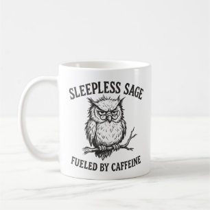 De Café Taza Búho Sabio Sin Sueño Impulsado Por Cafeína
