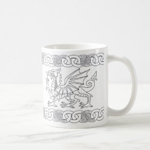 De Café Taza céltica Galés con el dragón y nudos célti
