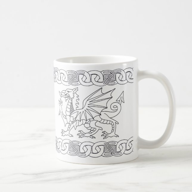De Café Taza céltica Galés con el dragón y nudos célticos (Derecha)