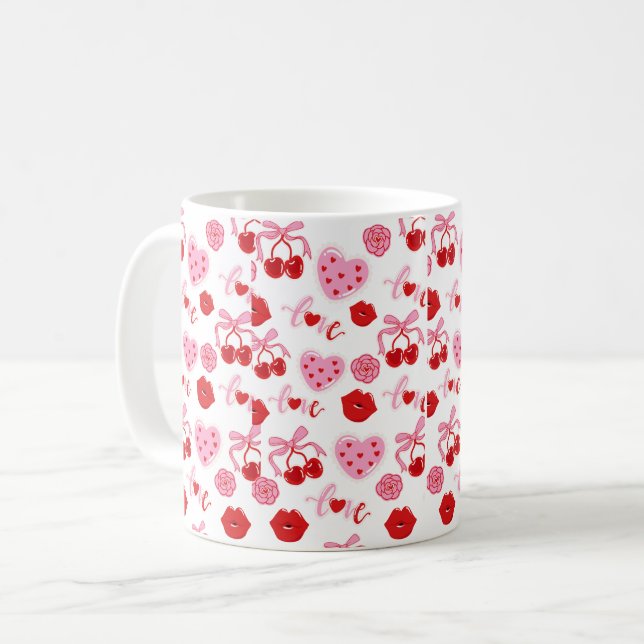 De Café Taza Cherry Clube – Taza estética linda (Anverso izquierdo)