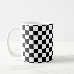 De Café Taza clásica a cuadros blanco y negro