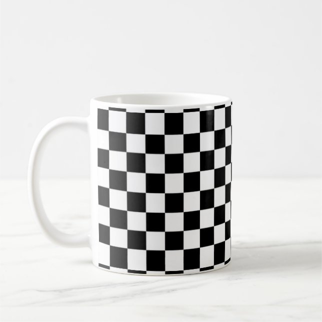 De Café Taza clásica a cuadros blanco y negro (Izquierda)
