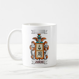 De Café Taza Clásica Apellido Zhou y Escudo
