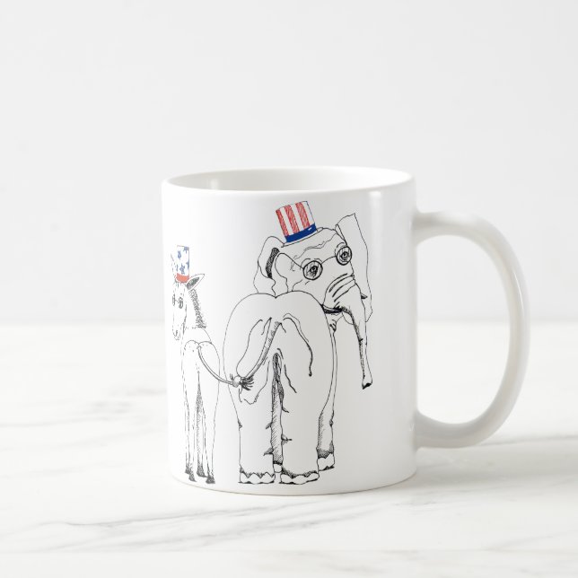 De Café Taza clásica del elefante y del burro (Derecha)
