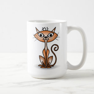 De Café Taza clásica del gato naranja loco