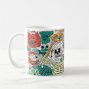 De Café Taza Clásica Espeluznante Esqueleto Arte Psicodéli