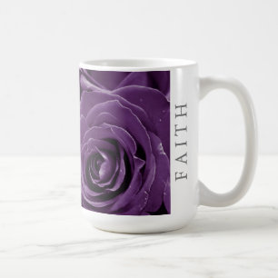 De Café Taza Clásica Faith Purple Roses 15oz