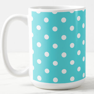 De Café Taza clásica minimalista con lunares turquesa, reg