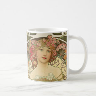 De Café Taza Clásica Muchacha del Champagne Alphonse Mucha