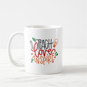 De Café Taza Colorida con Frase sobre "Enseñar"