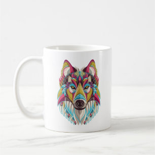 De Café Taza colorida del lobo