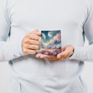 De Café Taza con arte en acuarela — “Sueños Líquidos”