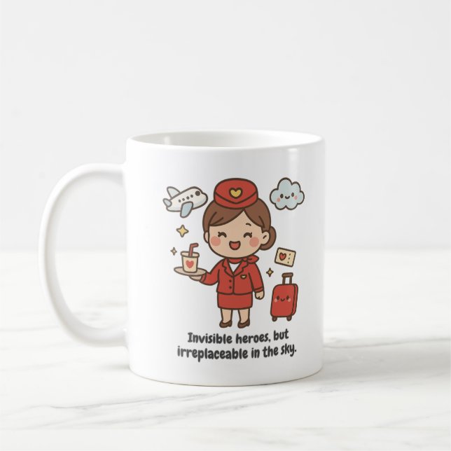 De Café Taza con azafata kawaii (Izquierda)