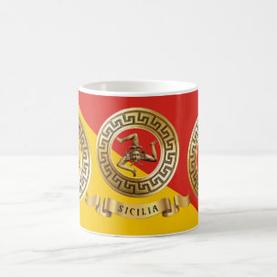 De Café Taza con bandera siciliana