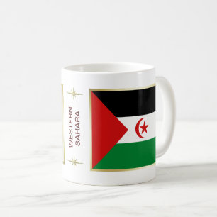 De Café Taza con bandera y mapa del Sahara Occidental