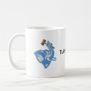 De Café Taza con Brown y logotipo y texto azules