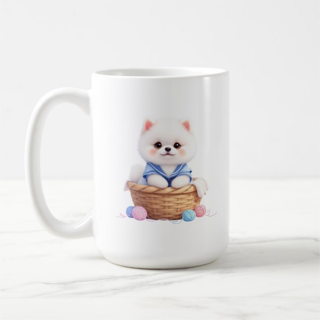 De Café Taza con cachorro lindo en cesta (Izquierda)