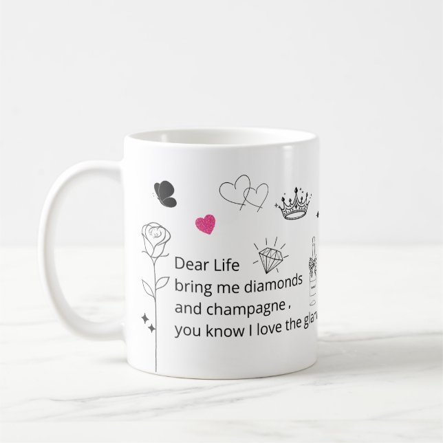 De Café Taza con cita glamurosa divertida (Izquierda)