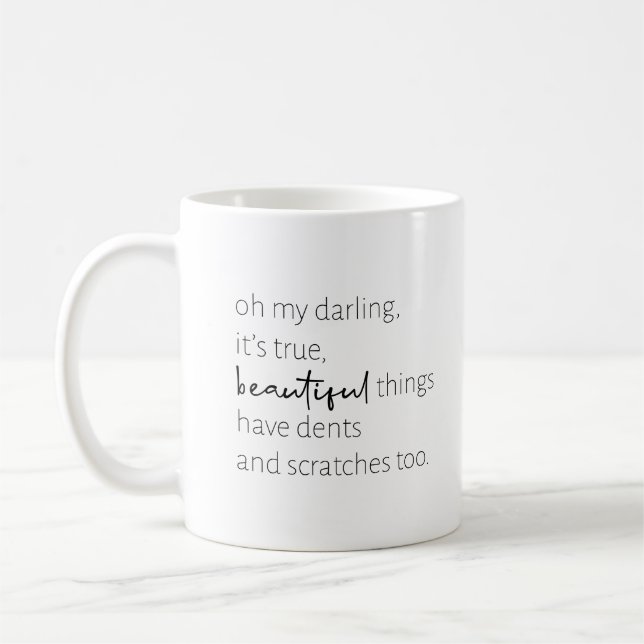 De Café Taza con cita inspiradora | Blanco y negro (Izquierda)