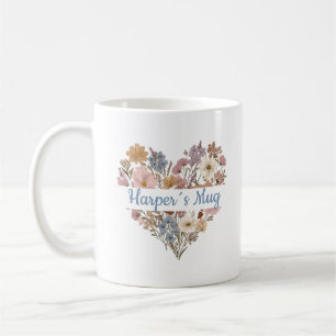 De Café Taza con Corazón Floral Boho Personalizada