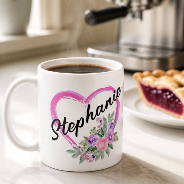 De Café Taza con Corazón Floral Personalizado (Subido por el creador)