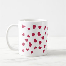 Taza con Corazones Rojos Dispersos Garabateados
