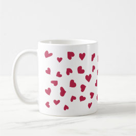 De Café Taza con Corazones Rojos Dispersos Garabateados