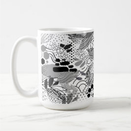 De Café taza con diseño abstracto en negro, blanco y gradi