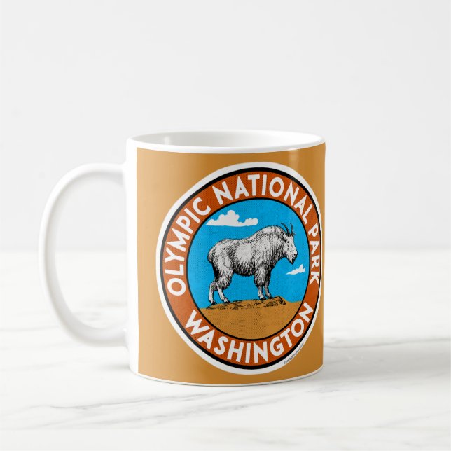 De Café Taza con emblema del Parque Nacional Olímpico (Izquierda)