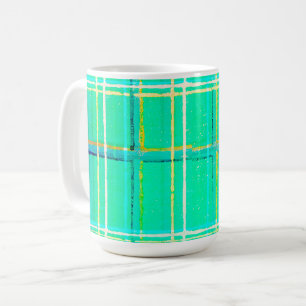 De Café Taza con Estampado Escocés Verde Acuático Antiguo