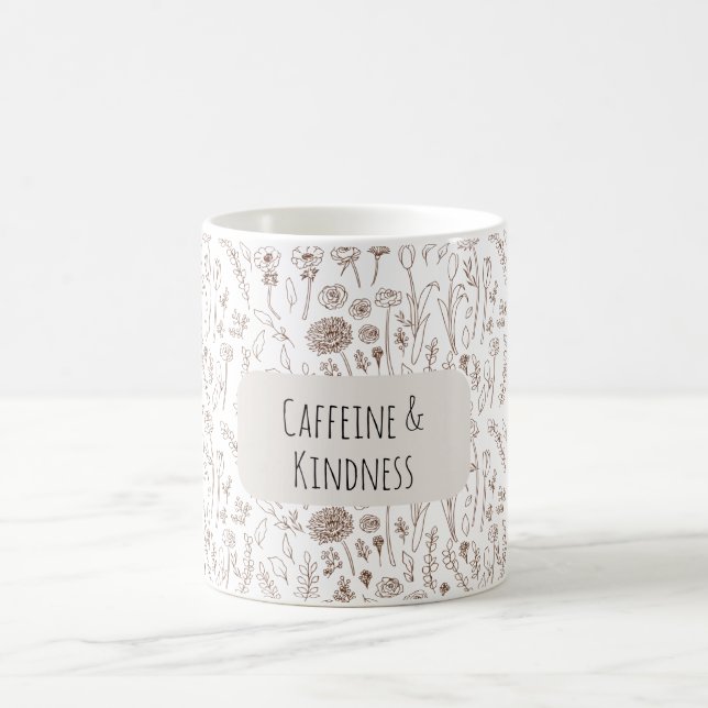 De Café Taza con estampado floral marrón cálido (Centro)